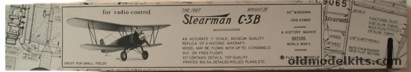 Flyline Models 1/12 1927 Stearman C-3B Biplane - 35 inch Wingspan for RC/Free Flight or Static Display plastic model kit